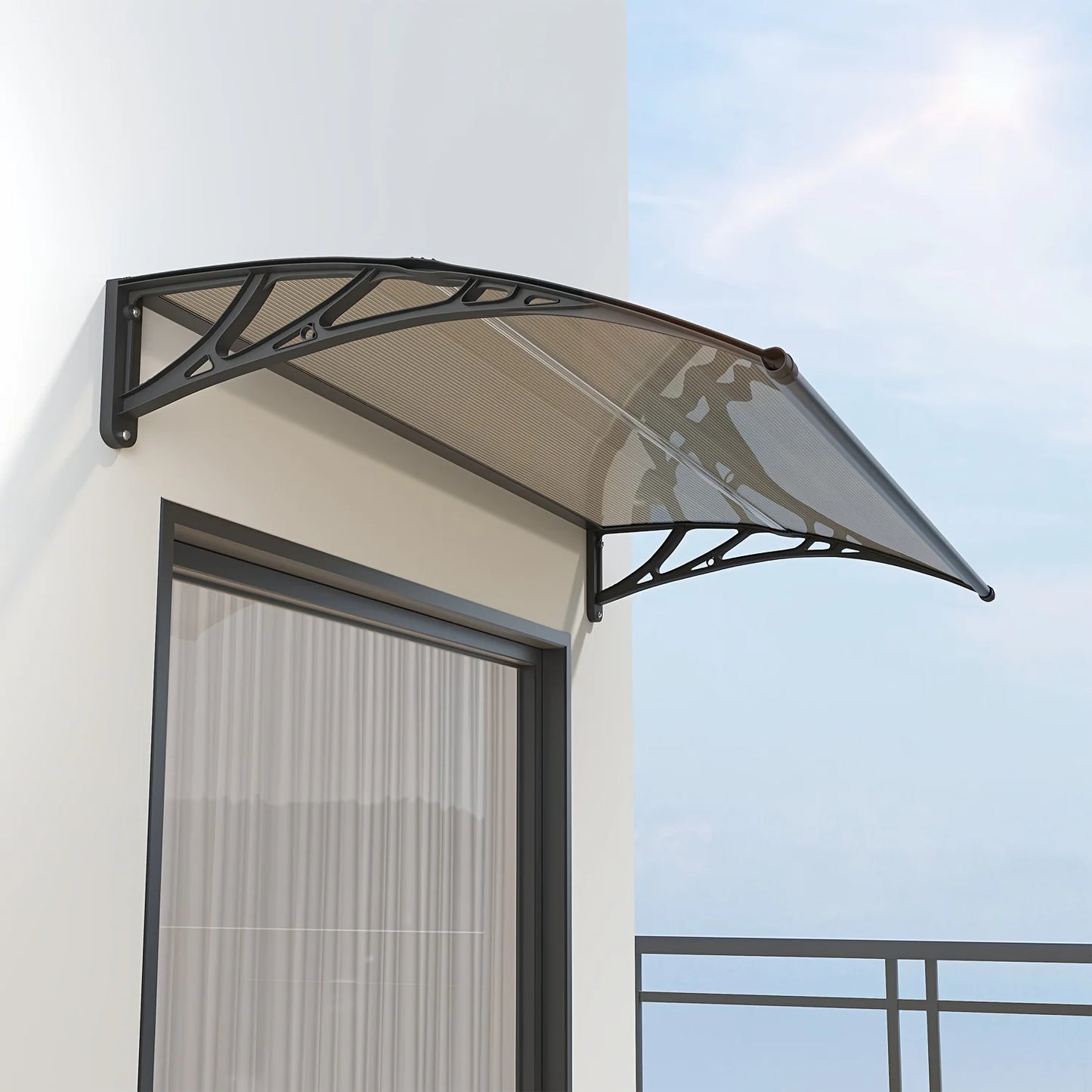 Toldo para puerta ventana UV lluvia nieve protección solar hoja hueca de policarbonato dosel exterior fácil de instalar
