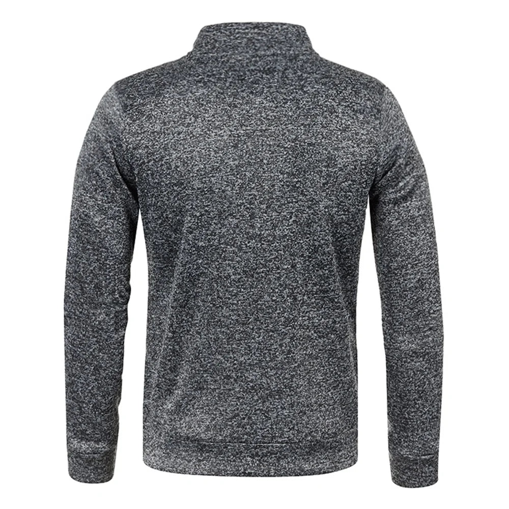 Jersey para hombre, sudaderas más gruesas, jersey con media cremallera para hombre, sudadera con capucha para hombre, suéteres de cuello alto de Color sólido de otoño