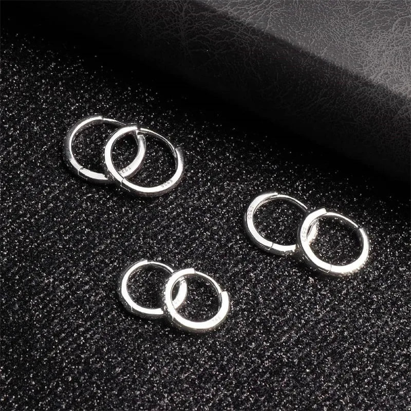Pendientes de aro pequeños de Plata de Ley 925 con circonita, Huggie, chapado en oro de 14 quilates, Piercing para cartílago, pendientes pequeños para mujeres y hombres