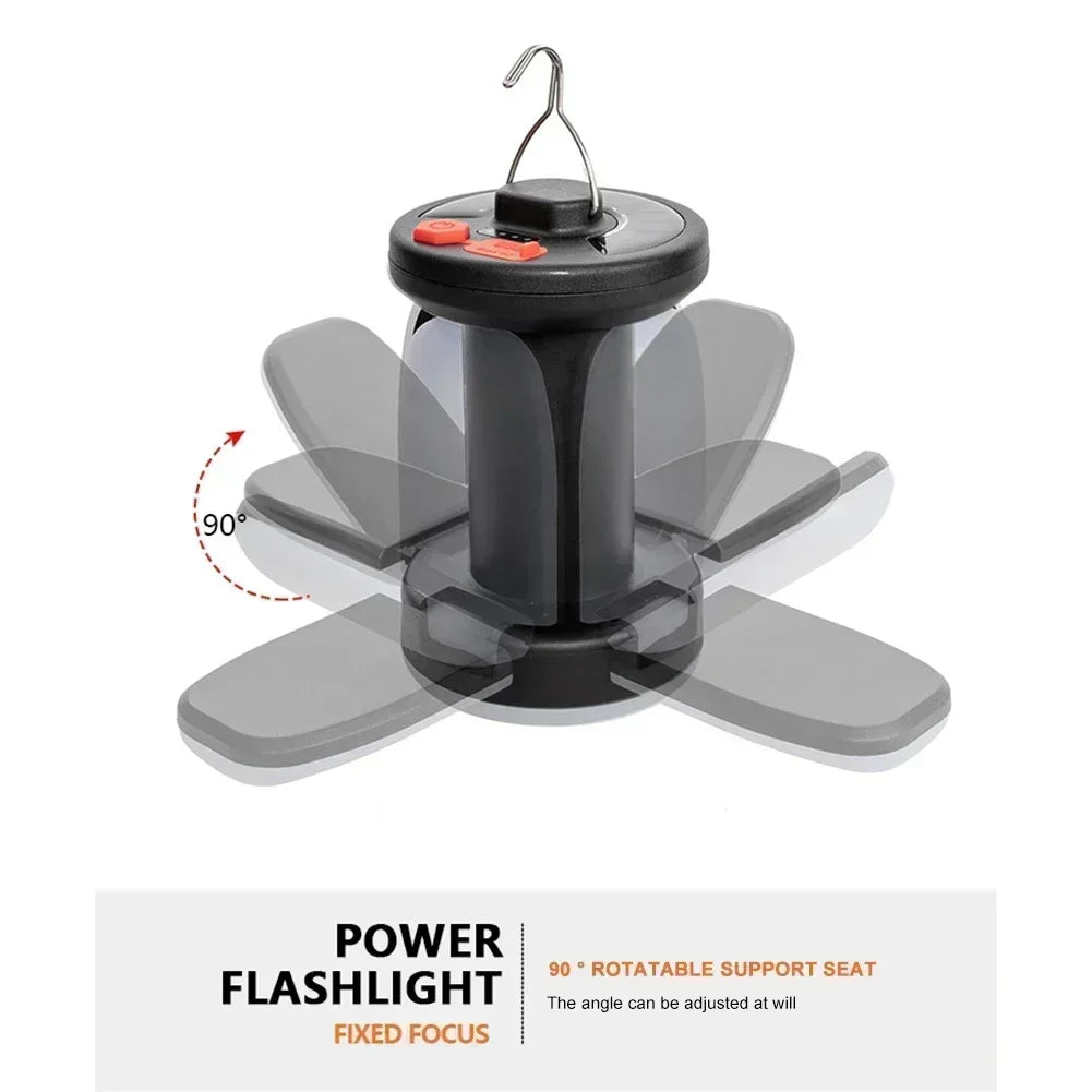 Linterna LED recargable ultrabrillante para acampar, reflector plegable, 3 modos de luz y linterna manos libres para acampar/senderismo/pesca