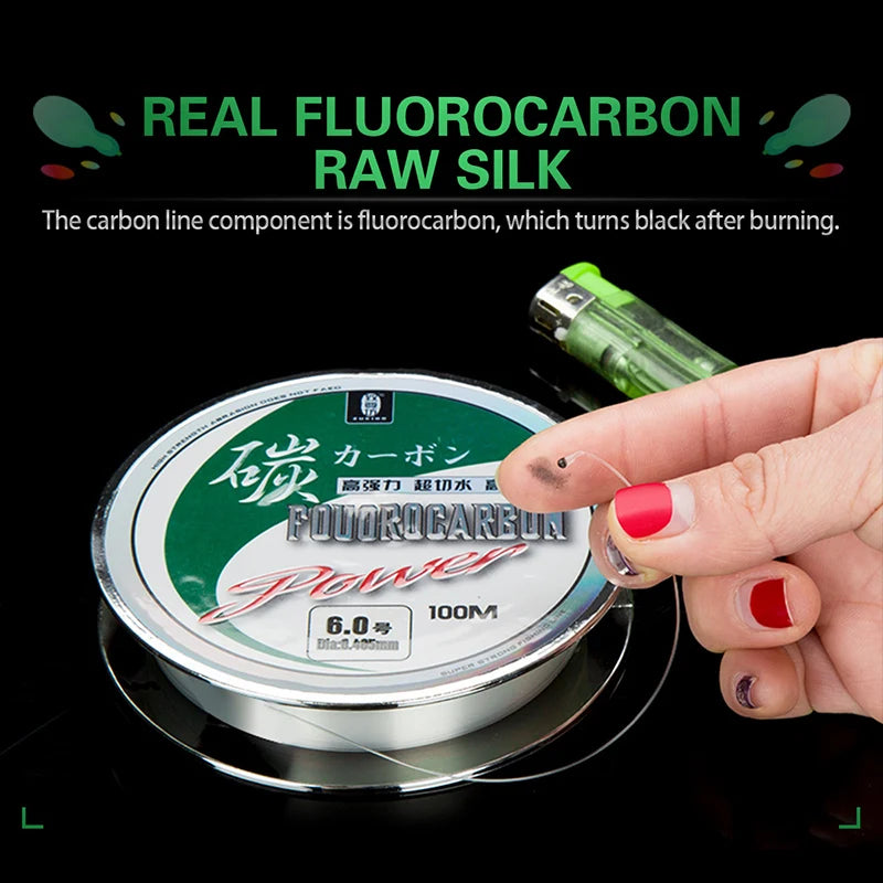 ZUKIBO fluorocarbono 100â„… japón,pesca accesorios mar,pesca surfcasting50M100M lÃnea de pesca de fluorocarbono lÃnea de fibra de carbono importada japonesa 1-25kg lÃnea de hundimiento de monofilamento pesca