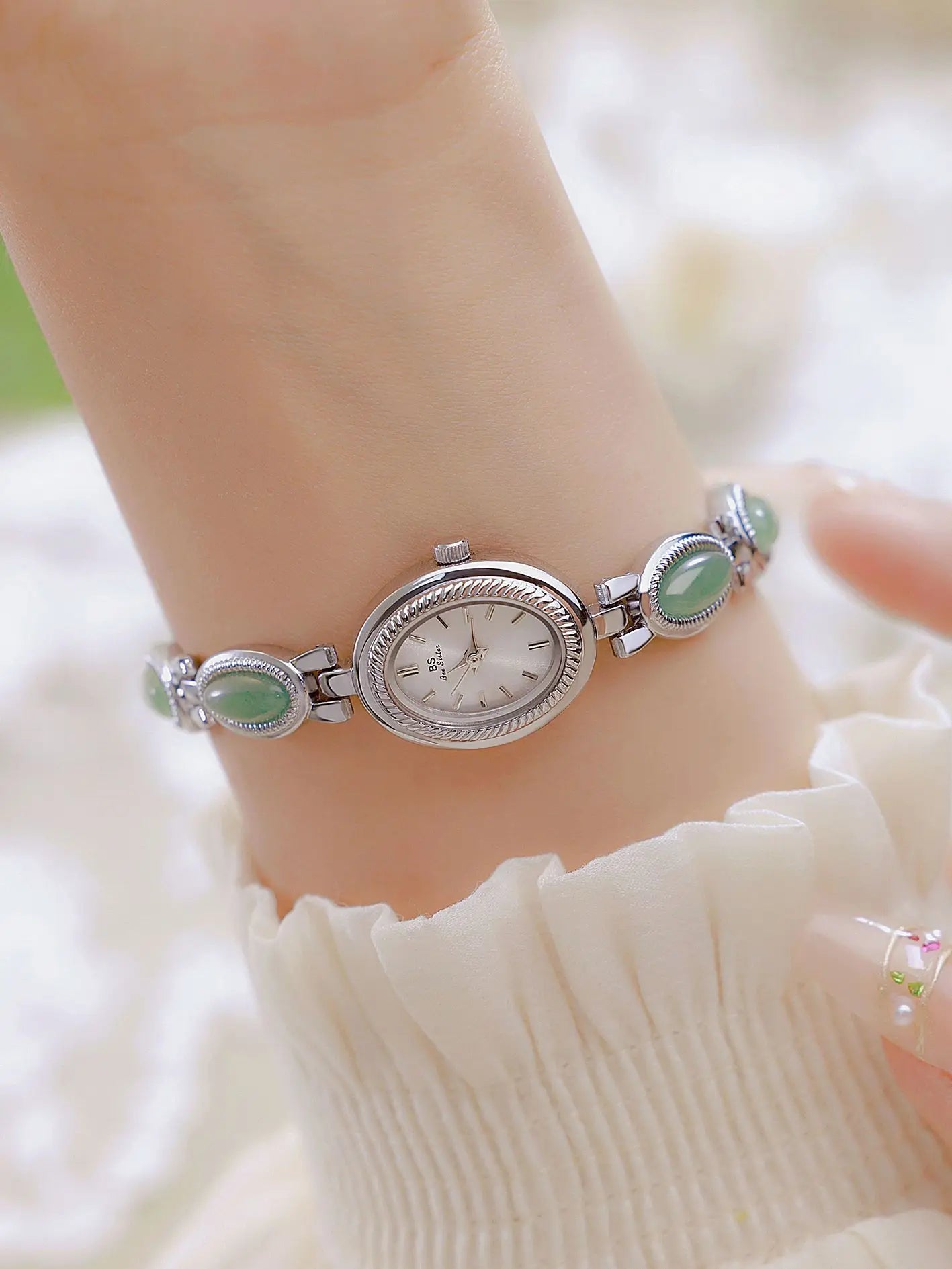 Reloj UTHAI para mujer, pulsera para mujer, marca de lujo, resistente al agua, piedra Dongling Natural Retro, Jade Hotan, relojes de cadena avanzados, regalo