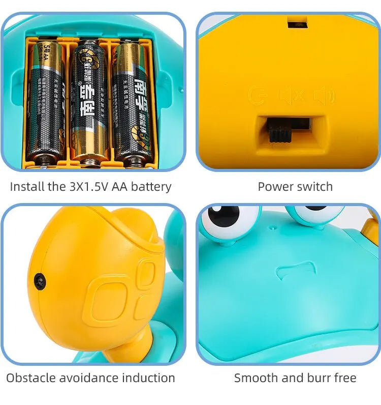 1Pc Escape Cangrejo función de detección automática niños arrastrándose evitando obstáculos mascota electrónica con música