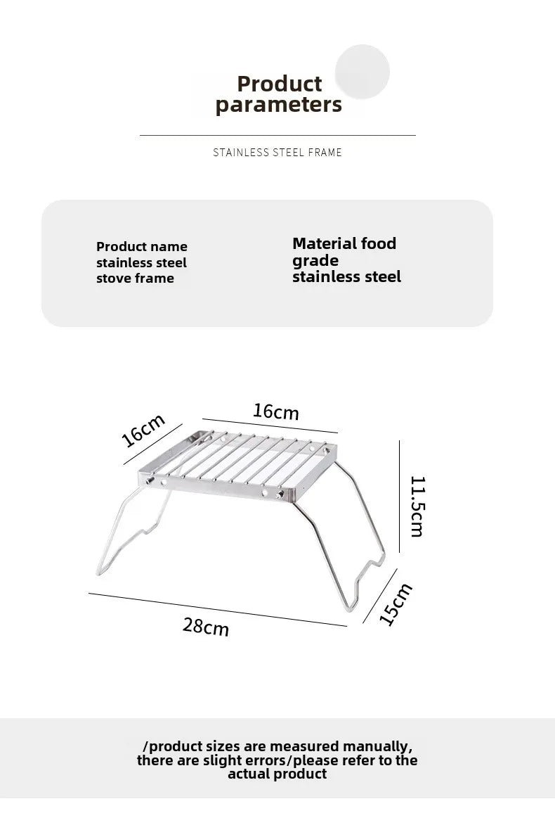 Parrilla plegable para fogata, portátil, multifuncional, de acero inoxidable, resistente a la corrosión a altas temperaturas, para acampar al aire libre