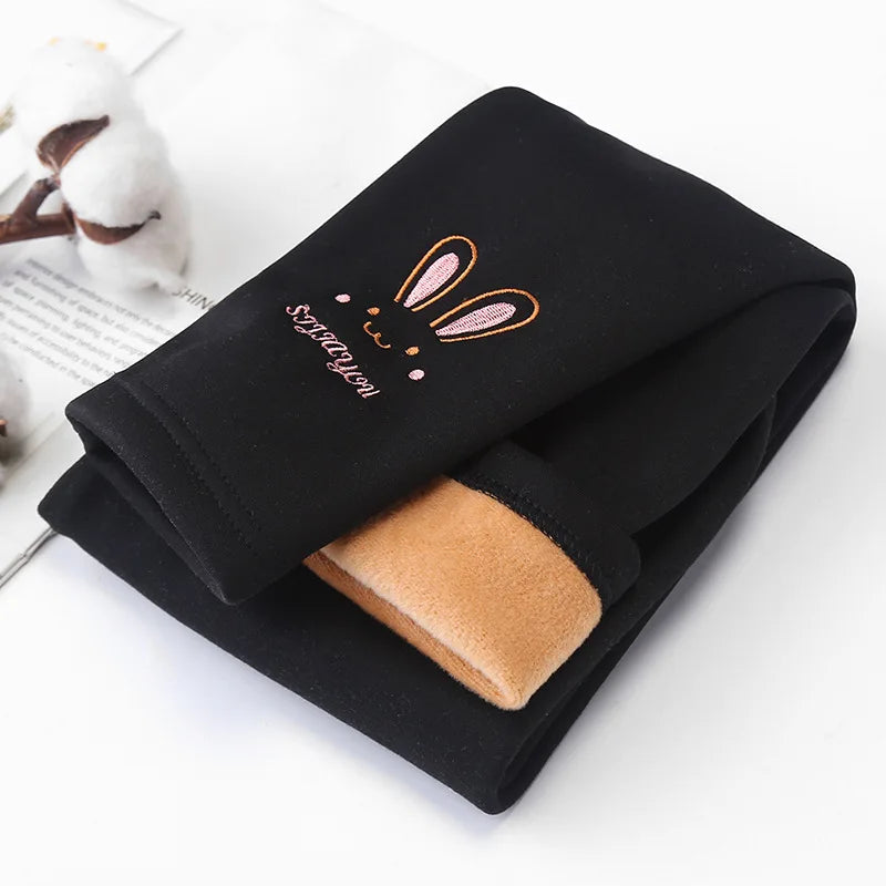 Leggings para niñas Otoño Invierno grueso cálido más lindo conejo Fond niños bebé parte inferior pantalones
