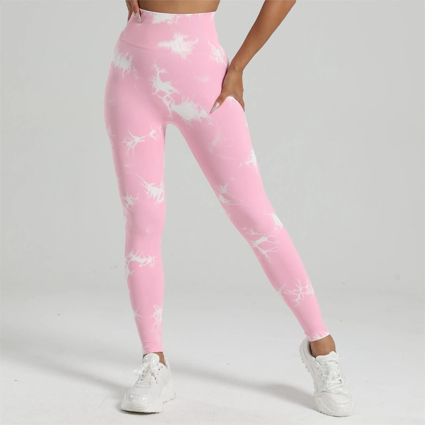 Mallas de gimnasio Tiedye para Mujer, pantalones sin costuras de realce para Mujer, mallas deportivas sin costuras para Fitness, mallas de entrenamiento de cintura alta para Yoga, envío directo