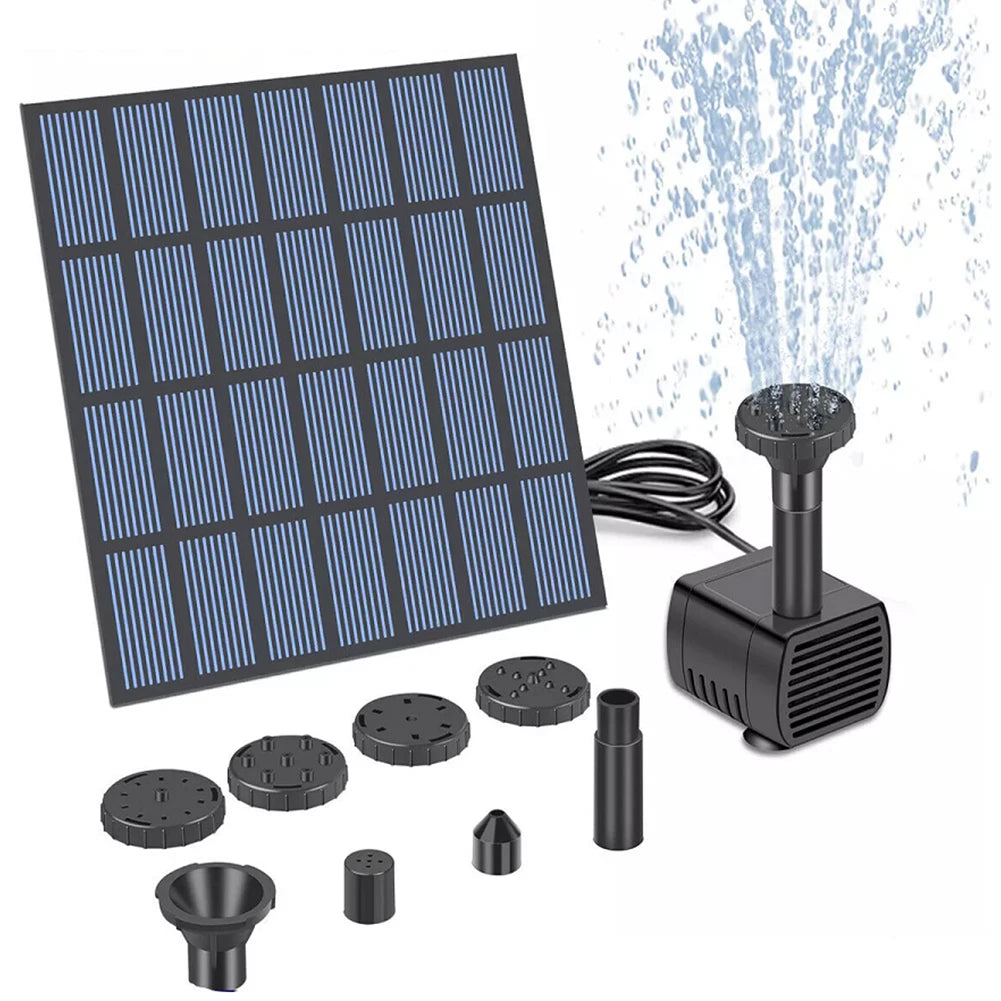 Bomba de fuente de agua Solar con boquillas, Kit de bomba de estanque de fuente Solar, Kit de bomba de agua Solar para jardín, piscina, estanque, fuente de acuario