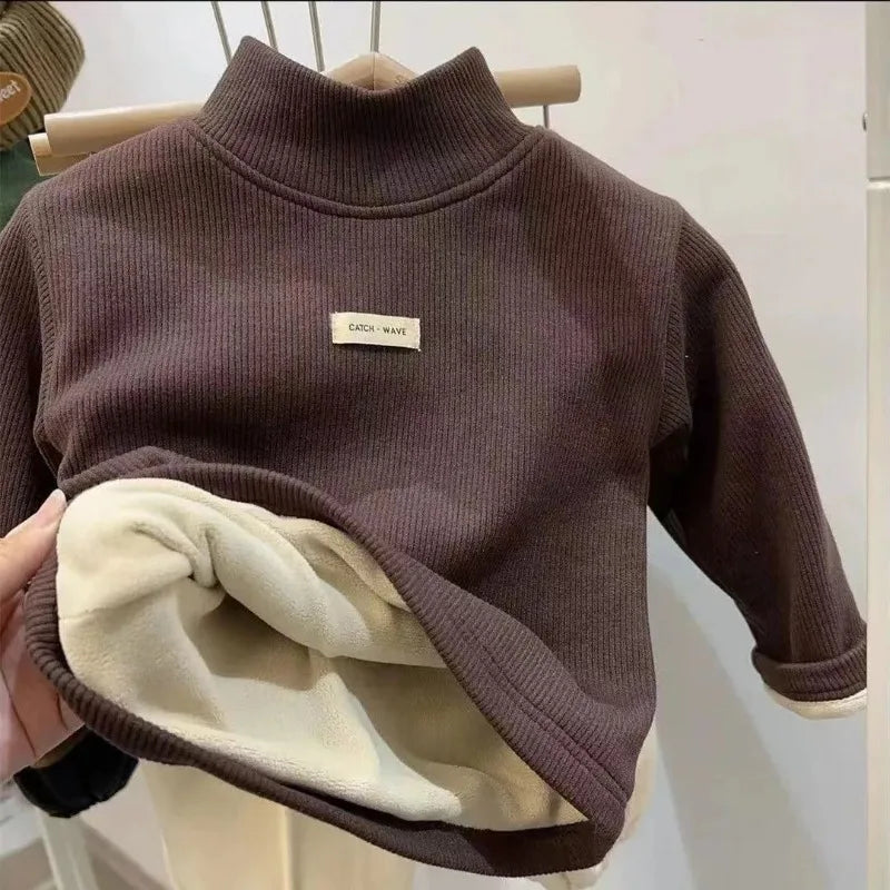 Jersey de cuello medio alto para otoño e invierno para niños, camisa inferior de manga larga, ropa para niños y niñas, Tops