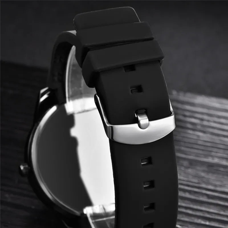 Relojes baratos de diseño único para hombre, Erkek Barato Saat, banda de goma de moda, reloj Vintage de cuarzo Simple, relojes masculinos negros 2024