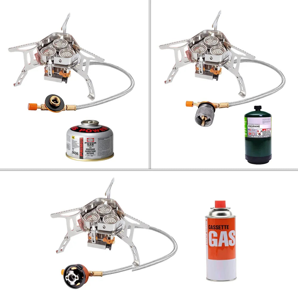 TARKA-estufa de Gas de 3 cabezales, quemadores de acampada turística, horno plegable para mochilero, 5800W, senderismo al aire libre, Picnic, barbacoa, equipo de cocina