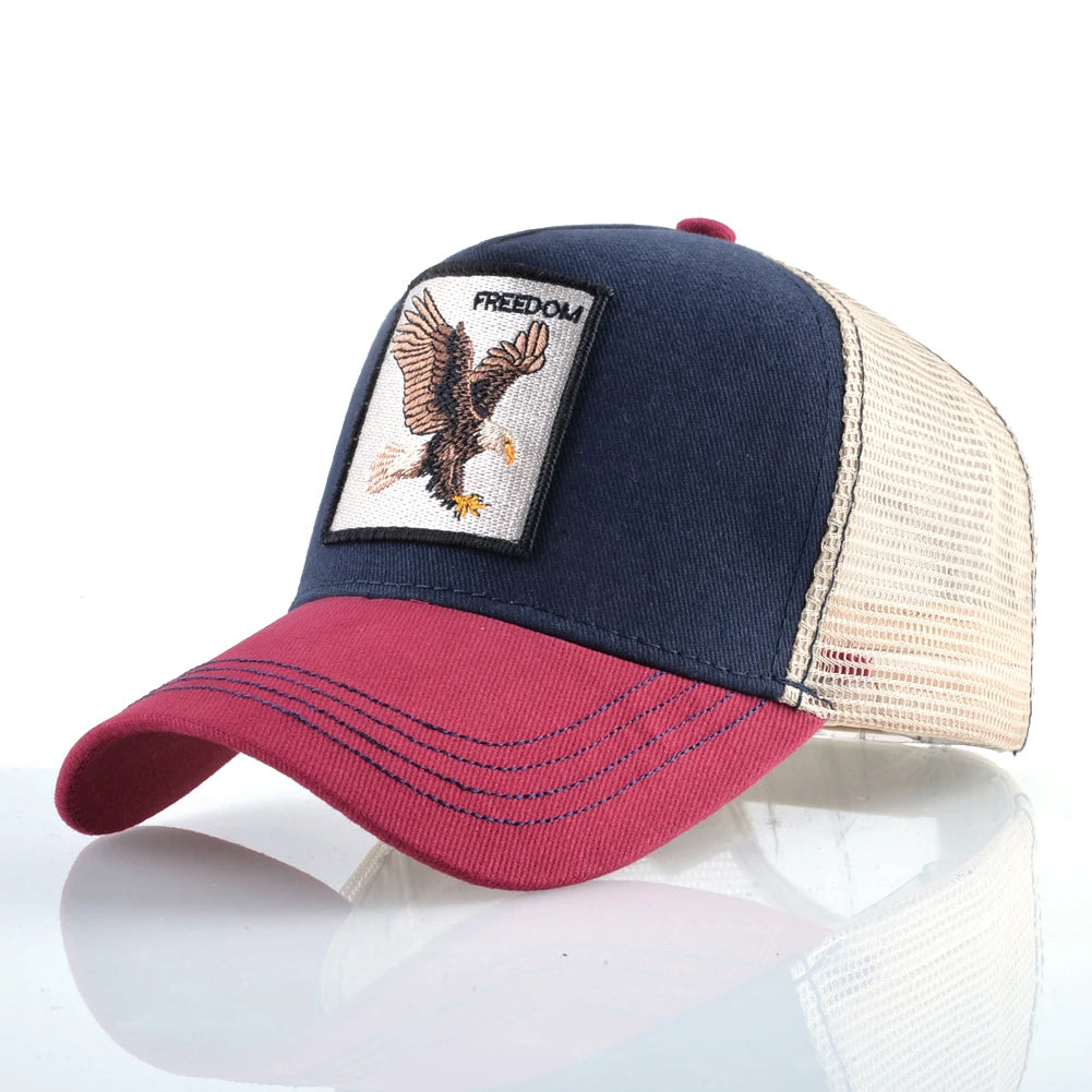 Gorras de camionero de moda con parche de cabra bordado gorra de béisbol Snapback para las cuatro estaciones para hombres y mujeres gorra con visera ajustable