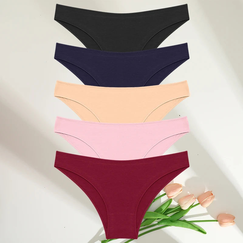 FINETOO-Conjunto de bragas de M-XXL para mujer, lencerÃa de algodón, ropa interior Sexy, 7 colores sólidos