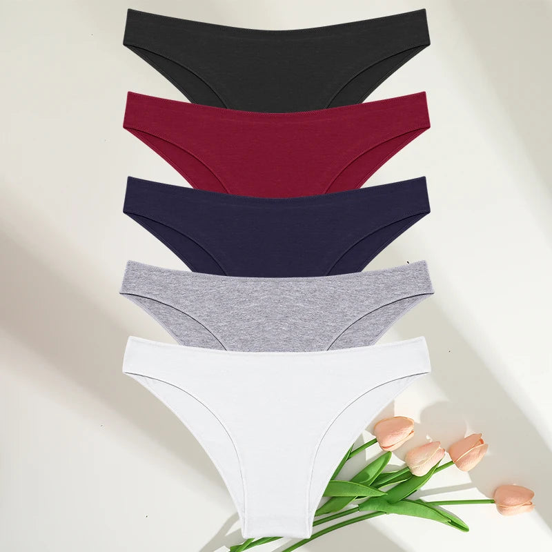 FINETOO-Conjunto de bragas de M-XXL para mujer, lencerÃa de algodón, ropa interior Sexy, 7 colores sólidos