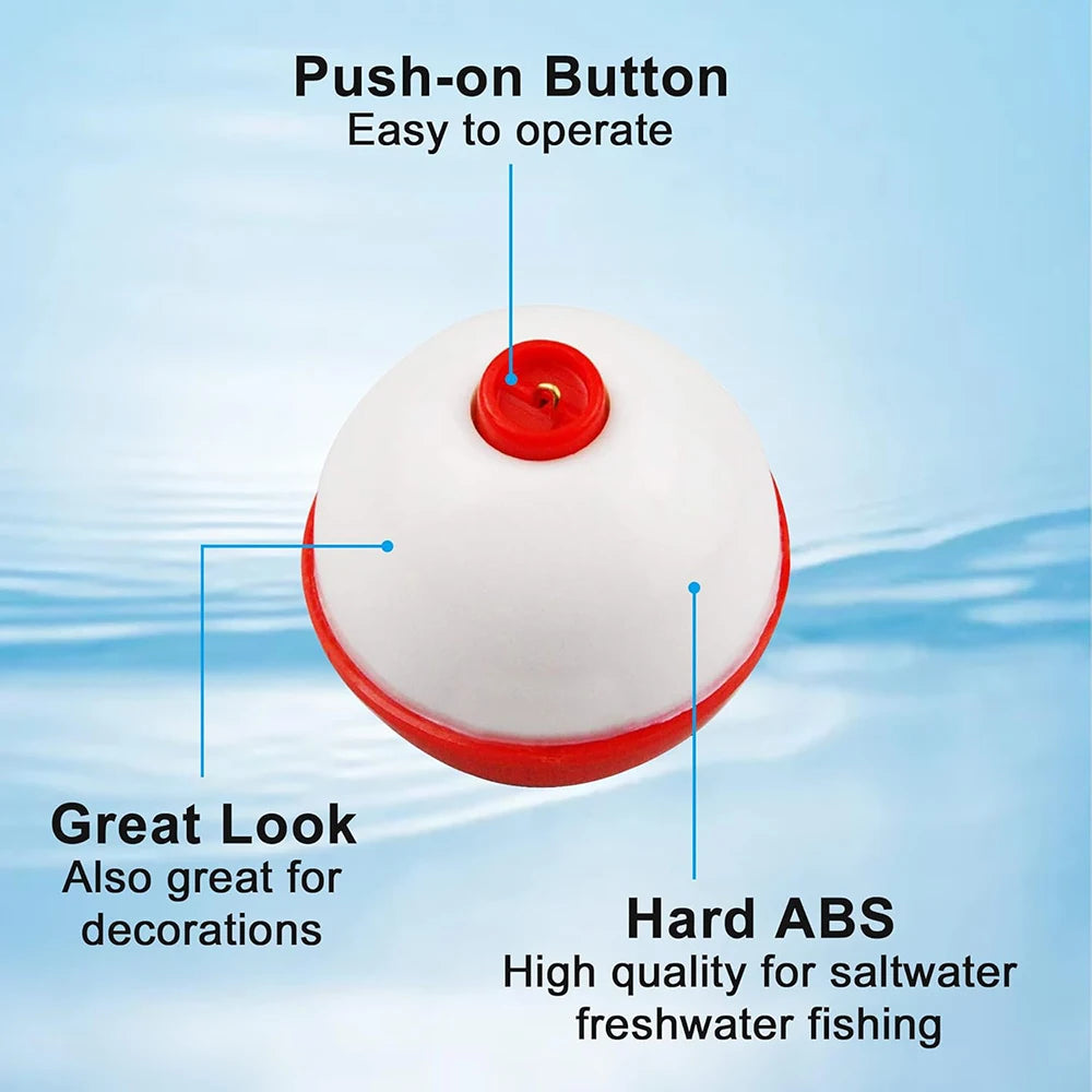 10 Uds. Bobbers de pesca ABS duro rojo/blanco Bobbers deslizantes botón de empuje boya redonda flotadores accesorios de aparejos de pesca