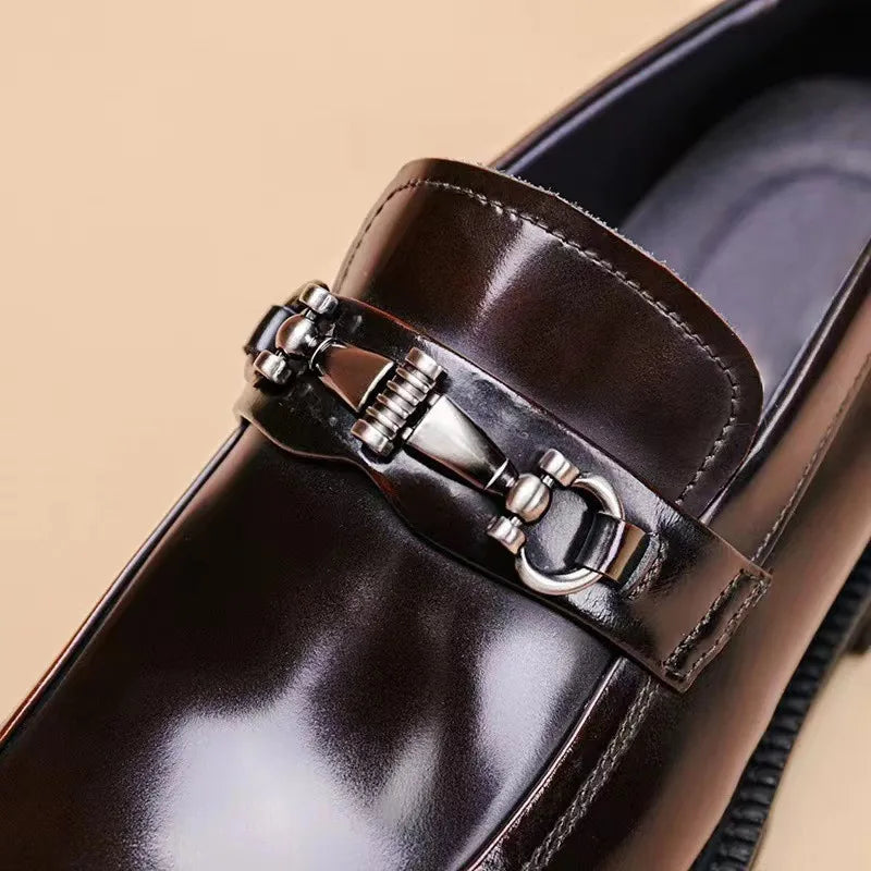 Zapatos de vestir de cuero para hombre, hebilla de calle de caballo, zapatos Oxford de alta calidad para hombre, zapatos formales para fiesta de boda y oficina, talla grande 38-48