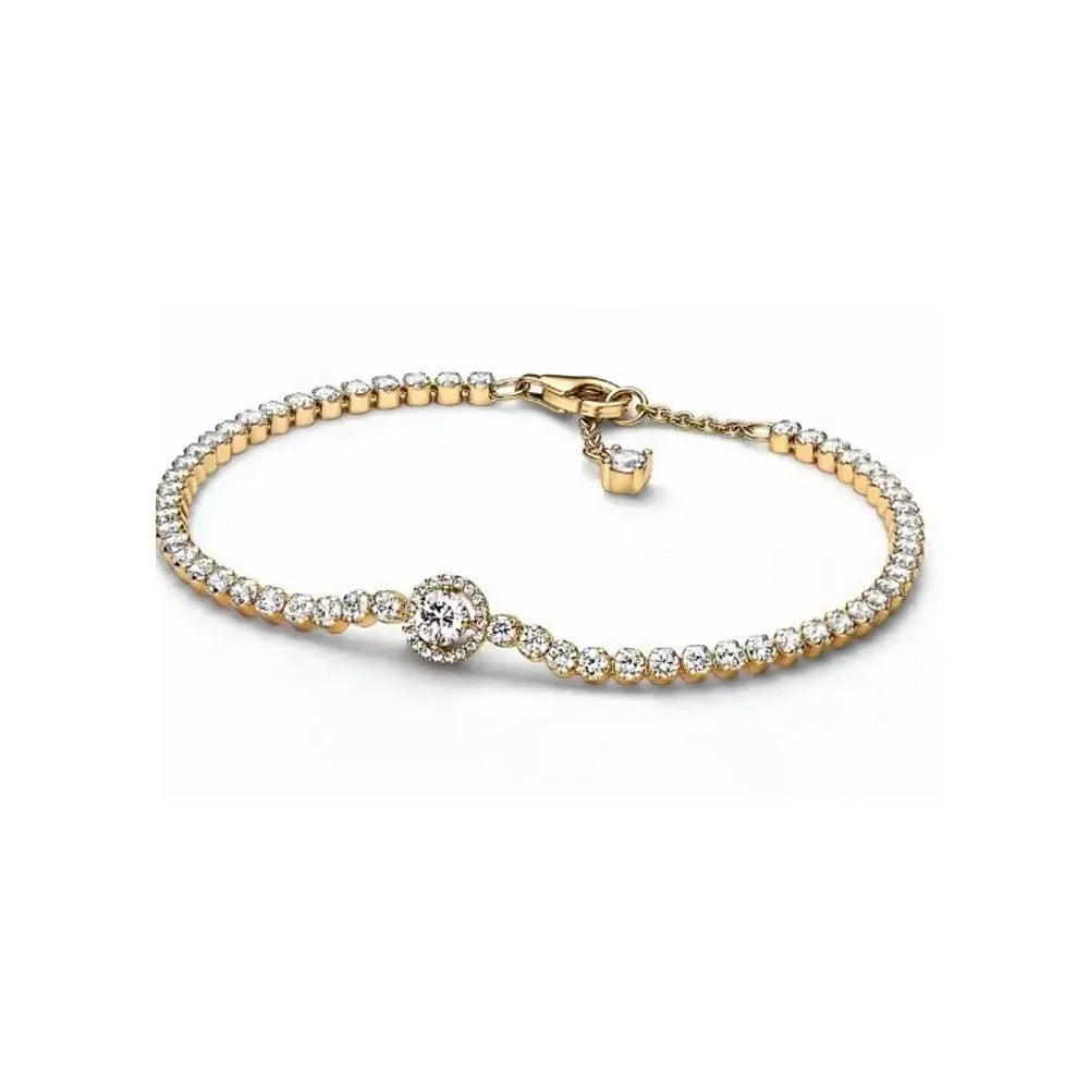 Nuevo original Plata de Ley 925 chapada brillante en forma de corazón collar pulsera mujer regalo de cumpleaños del Día de San Valentín joyería DIY