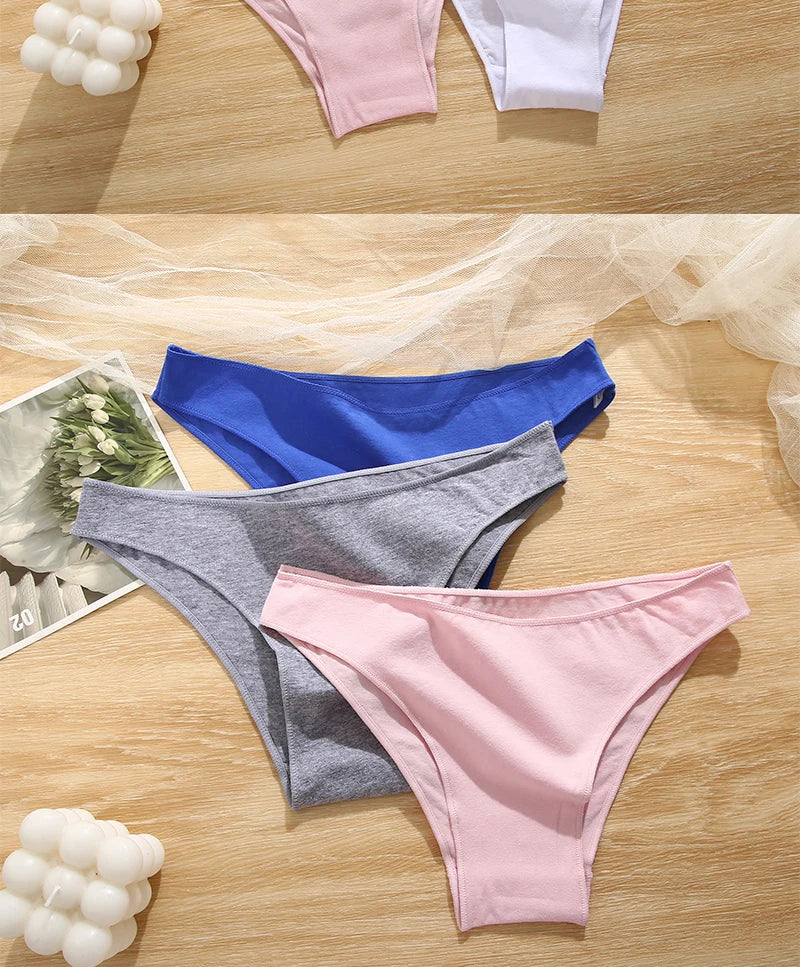 FINETOO-Conjunto de bragas de M-XXL para mujer, lencerÃa de algodón, ropa interior Sexy, 7 colores sólidos