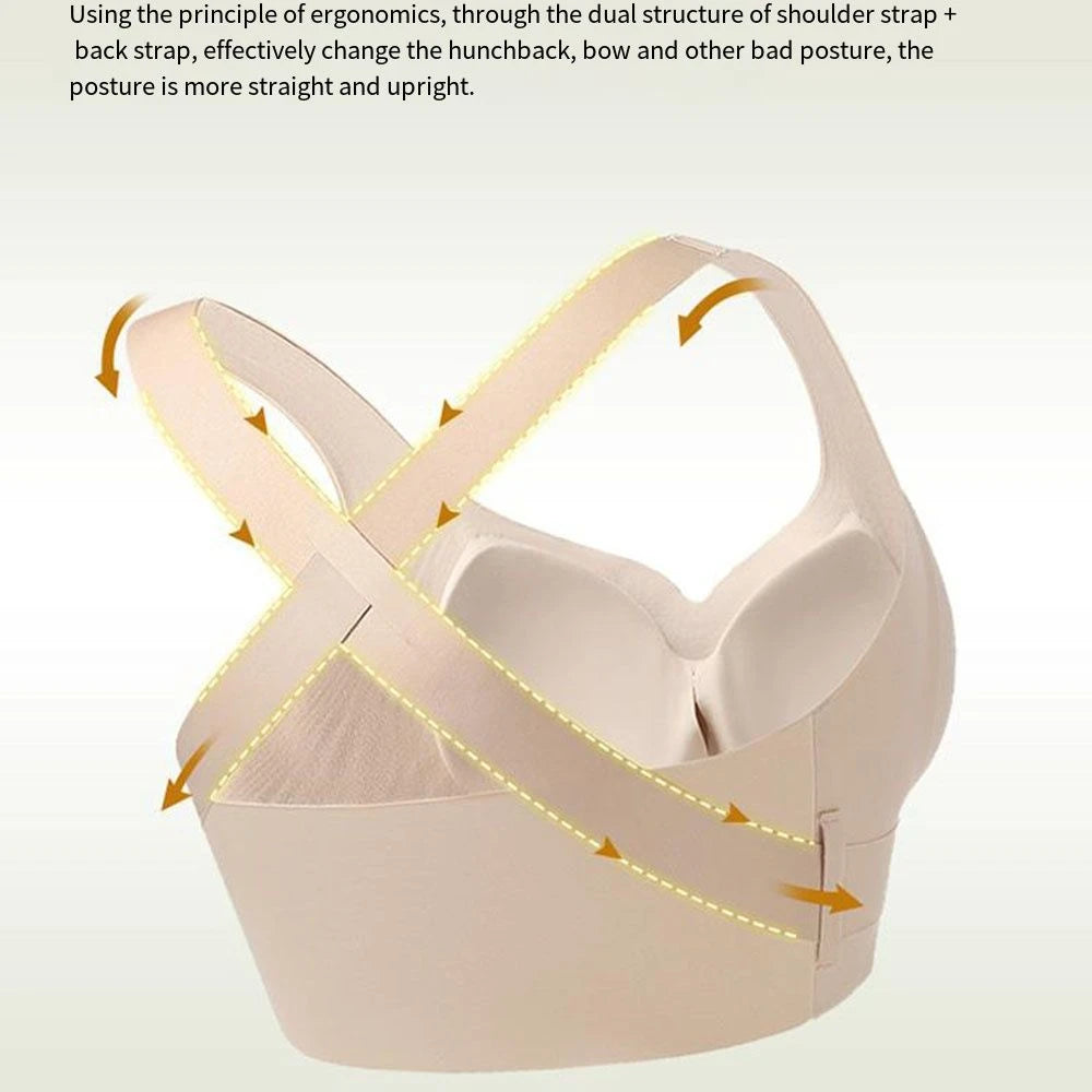 Sujetadores 2 en 1 sin costuras para mujer, ropa interior inalámbrica con hebilla frontal ajustable, Corrector de postura trasera, copa fina, sujetador antiflacidez