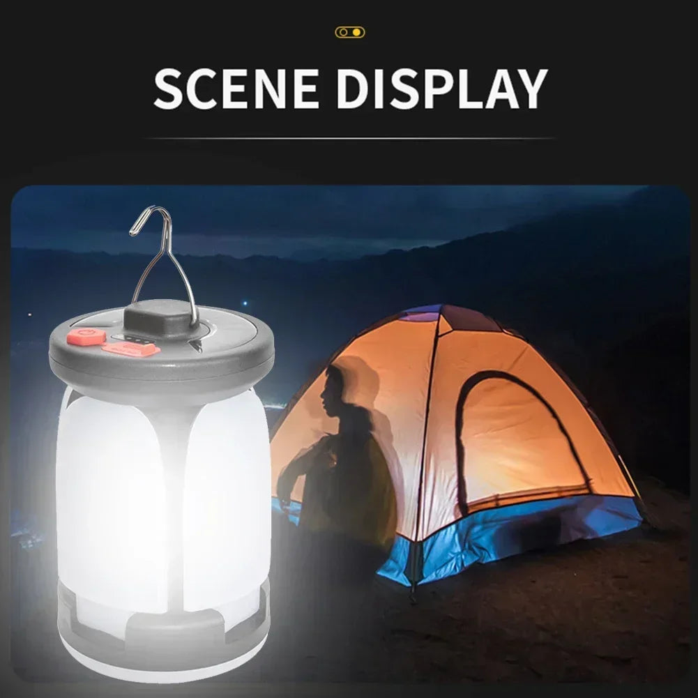 Linterna Solar LED de alta potencia para acampar, Banco de energía de emergencia plegable, recargable, 4500mAh, 1000LM, 6 modos de luz para acampar y pescar