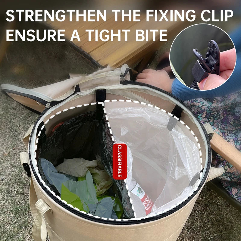 Cubo de basura para acampar, cubo de almacenamiento Circular emergente, cubo de reciclaje plegable de lona, bolsa de basura para jardín y patio al aire libre