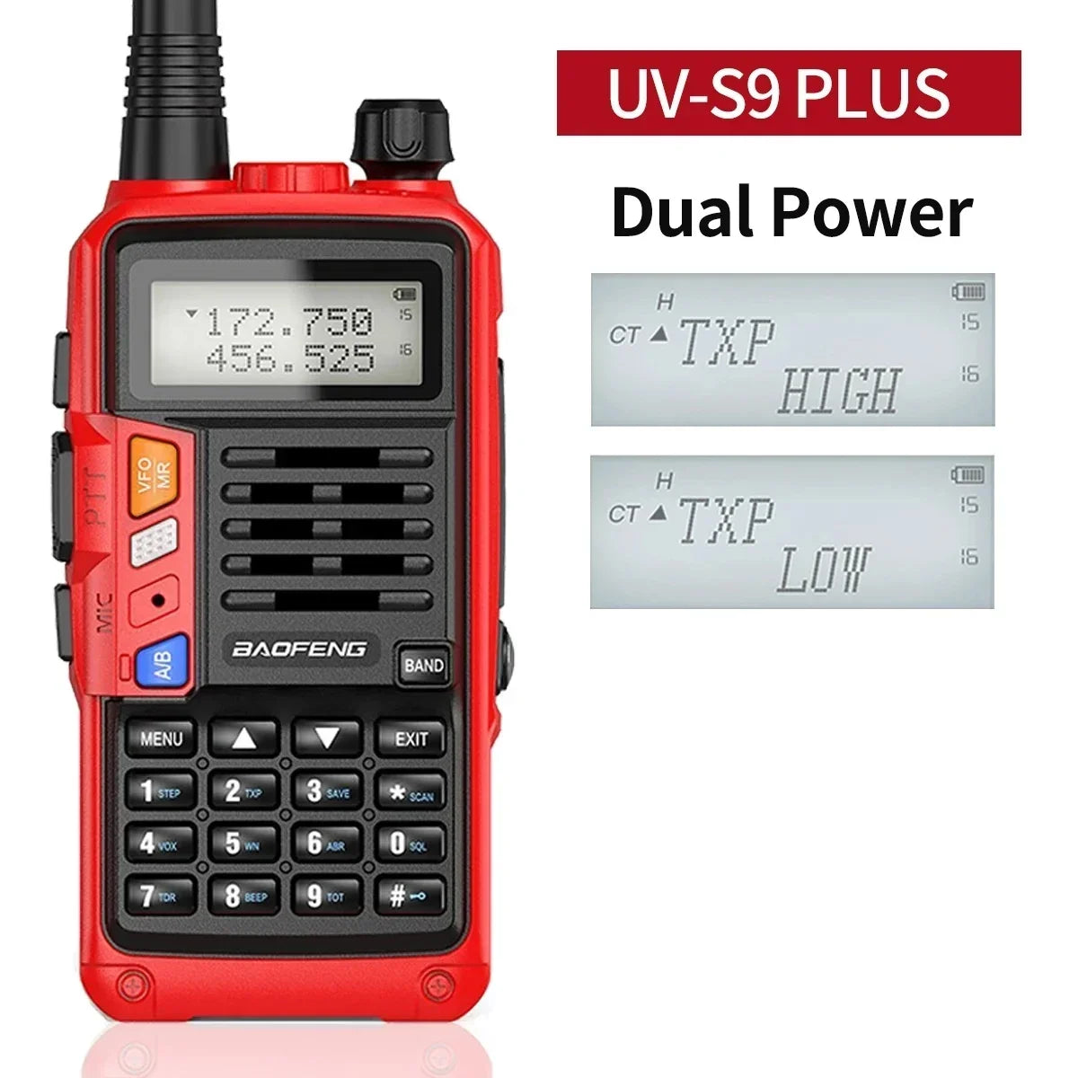 BAOFENG UV-S9 PLUS 10W Walkie Talkie banda Dual de largo alcance VHF UHF Radio de mano para UV-5R UV-K5 Ham Radio bidireccional para acampar