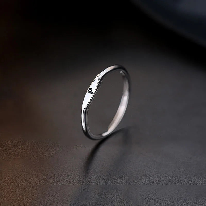 Anillo de Plata de Ley 925 con alfabeto inglés, anillo con inicial de nombre personalizado de estilo Simple, regalo de cumpleaños, joyería fina para mujer