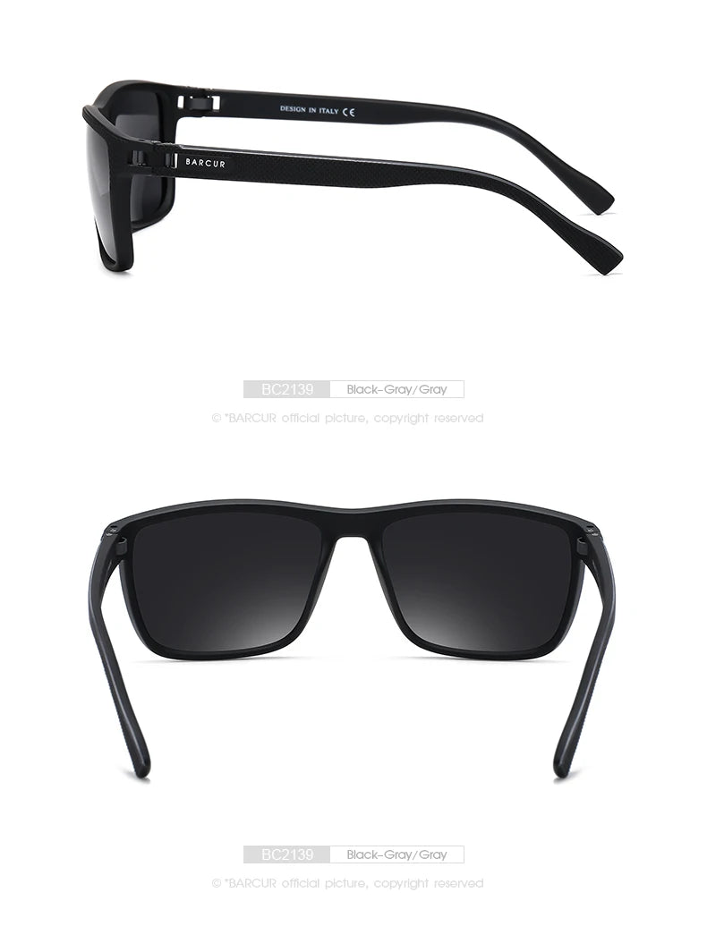BARCUR-gafas de sol polarizadas TR90 para hombre y mujer, lentes deportivas ligeras, accesorio de protección UVAB