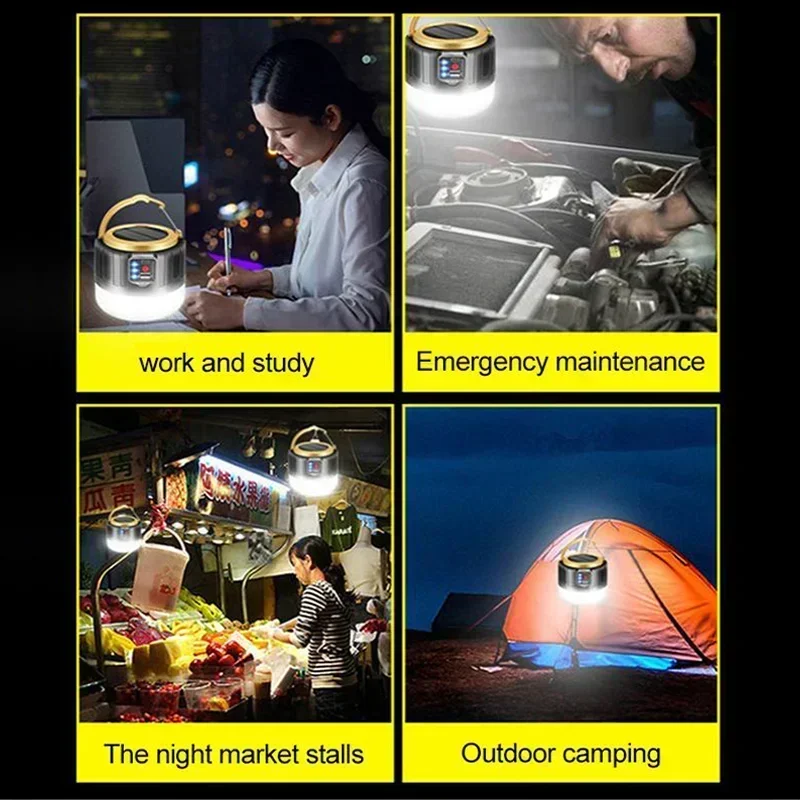 Luz portátil para acampar, Banco de energía, linternas LED para acampar con Control remoto, linterna recargable impermeable para tienda de campaña al aire libre
