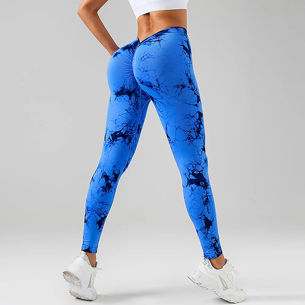 FITTOO V-Buttocks Leggings para mujer Tie Dye Scrunch Butt pantalones de Yoga Fitness atlético Sexy traje de gimnasio ropa femenina medias deportivas