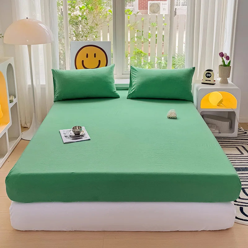 Sábana bajera de algodón lavada con bandas elásticas, funda de colchón ajustable antideslizante para cama doble King Queen 90x200 150x200 180