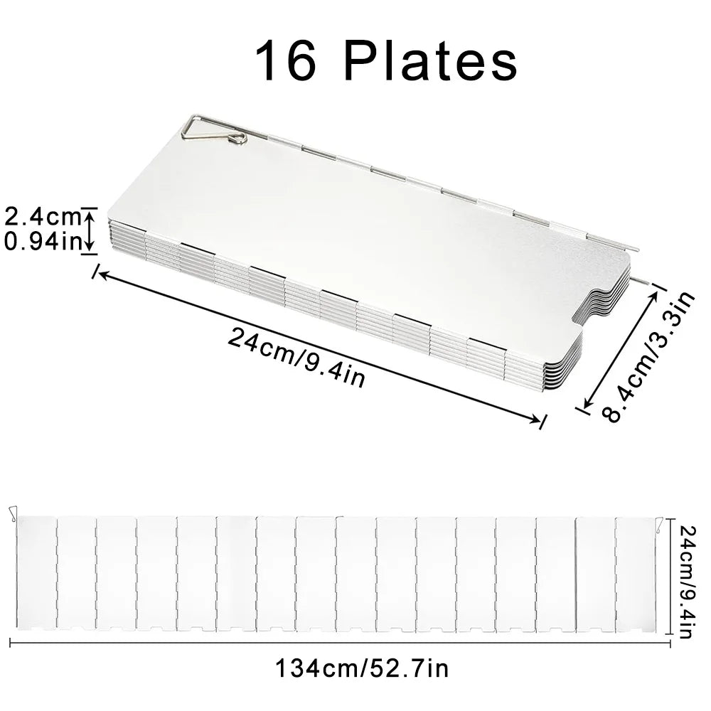 Estufa de Camping plegable con 8/9/10/12/14/16 placas, parabrisas, estufa de Gas, protector contra el viento, cocina ligera para pícnic al aire libre, pantalla de viento