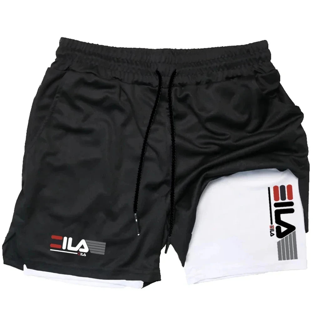 Pantalones cortos deportivos dos en uno para hombre, ropa deportiva transpirable e informal de secado rápido, de doble capa, para correr, M-3XL