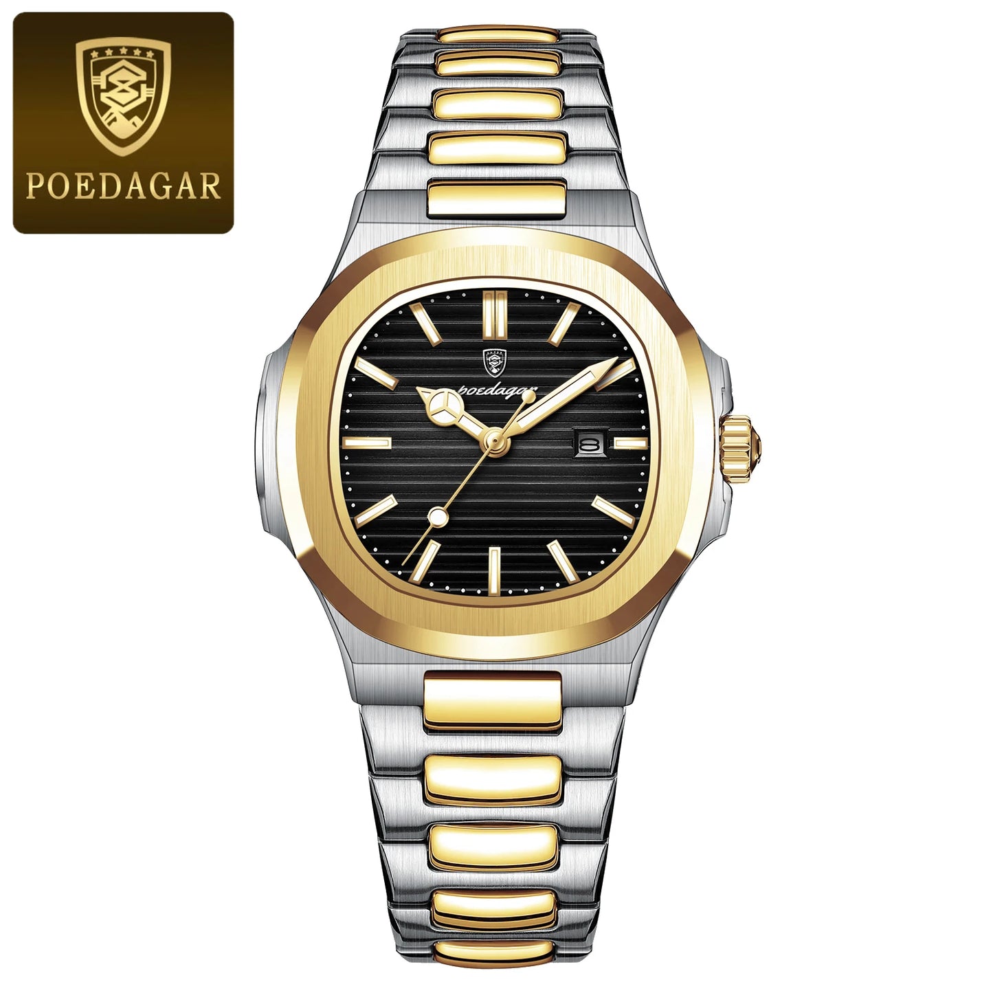 Reloj POEDAGAR cuadrado de lujo para mujer, reloj de pulsera resistente al agua con fecha luminosa para mujer, relojes de cuarzo de moda de acero inoxidable para mujer