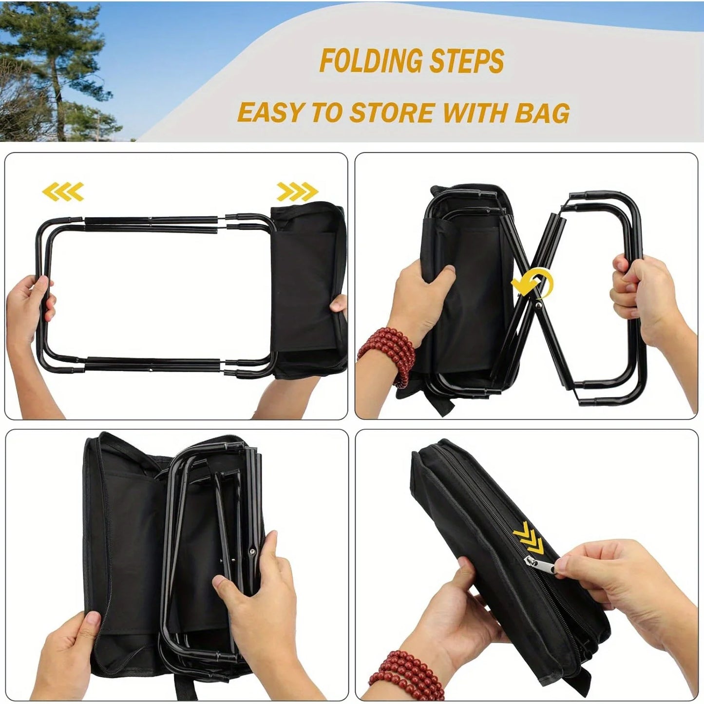 Taburetes plegables para ocio, camping y senderismo al aire libre, taburetes portátiles estilo bolso de hombro que se pueden almacenar fácilmente