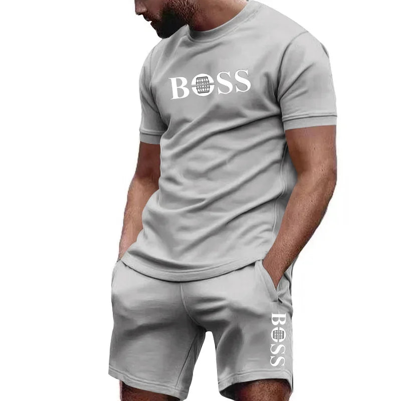 Ropa deportiva de dos piezas para hombre, conjunto de camiseta y pantalones de manga corta, ropa deportiva para correr y fitness, verano 2024, gran descuento, 2024