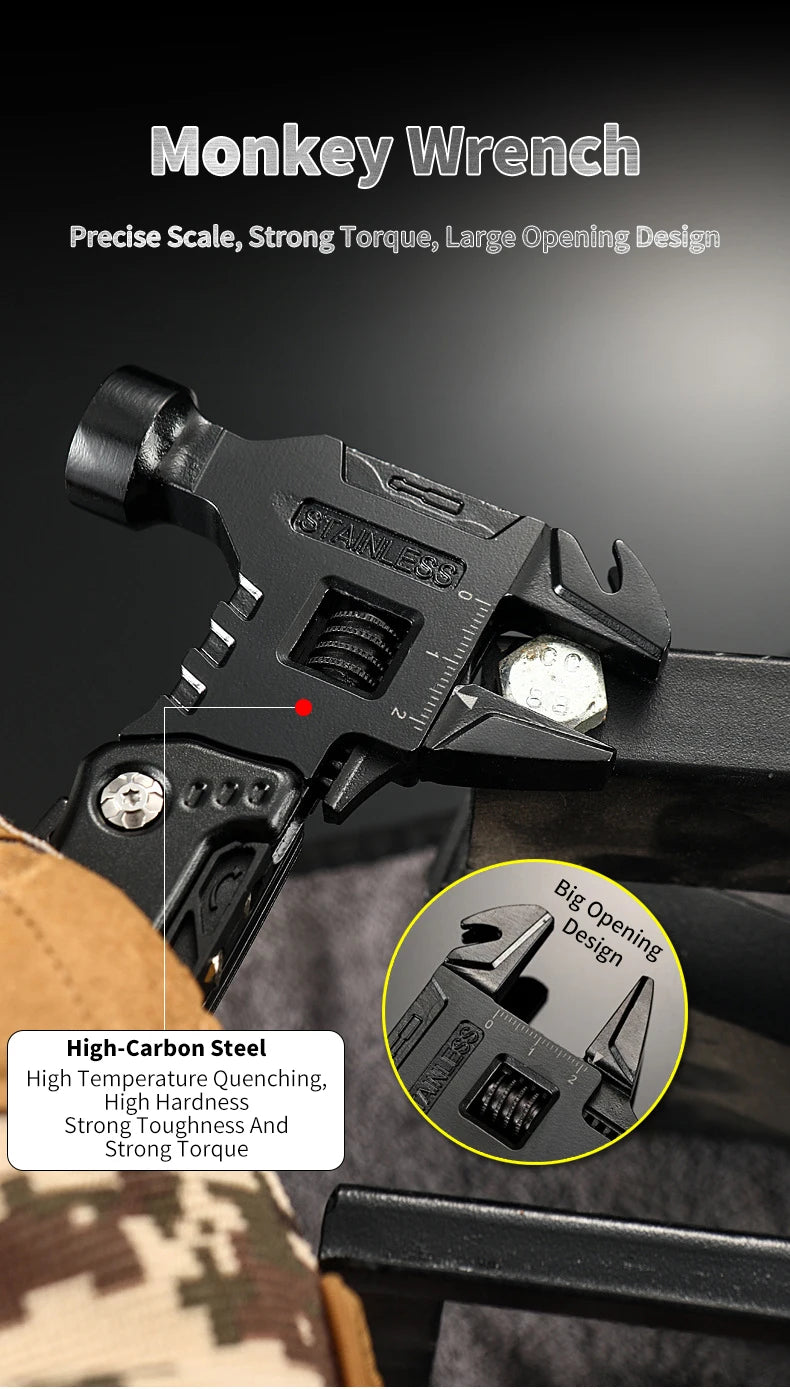 Nueva llave multifuncional, martillo, cuchillo, alicates, herramienta de supervivencia para acampar al aire libre, herramienta de ahorro de trabajo, cuchillo multiherramienta de acero inoxidable
