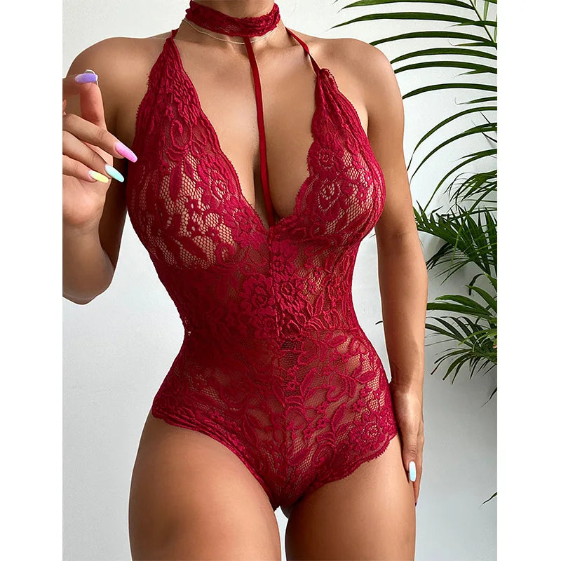 Lenceria erótica Mujer Sexi disfraces Sexy mono sujetador abierto ropa interior sin entrepierna lencerÃa Sexy Babydoll de encaje ropa erótica