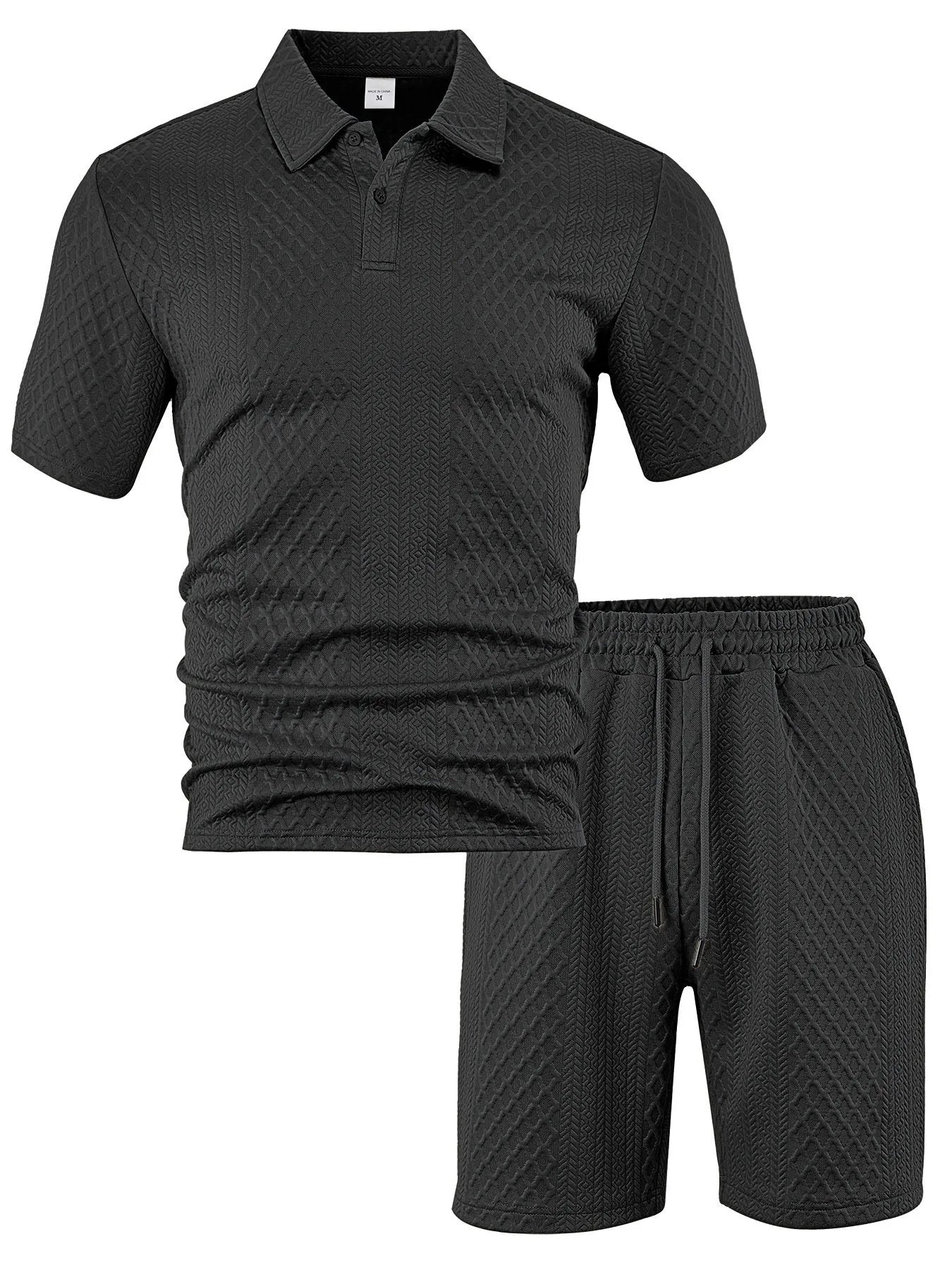 NOVEDAD DE VERANO 20225, Polo deportivo informal para hombre con solapa, camisa y pantalones cortos de manga corta para hombre, traje con textura Jacquard