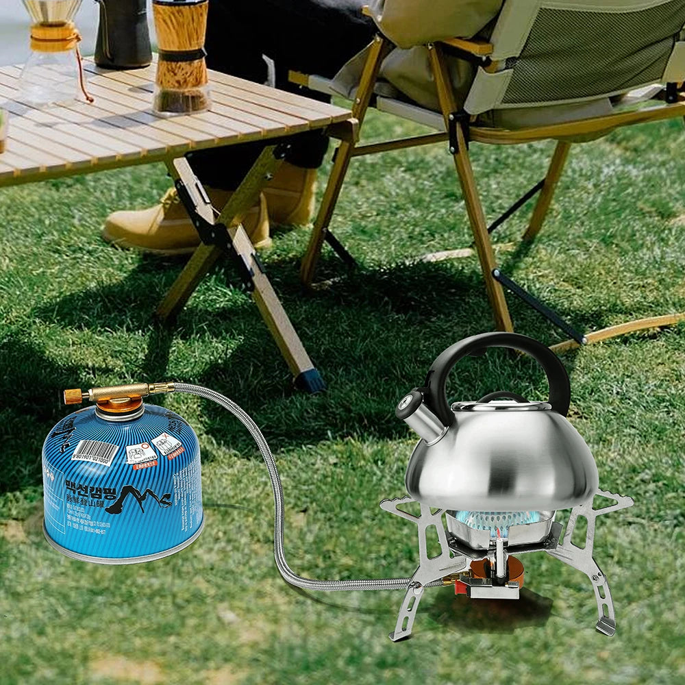 Estufa de Gas para acampar de 3500W, quemador de Gas para exteriores a prueba de viento, equipo turístico dividido plegable portátil para cocinar y hacer senderismo