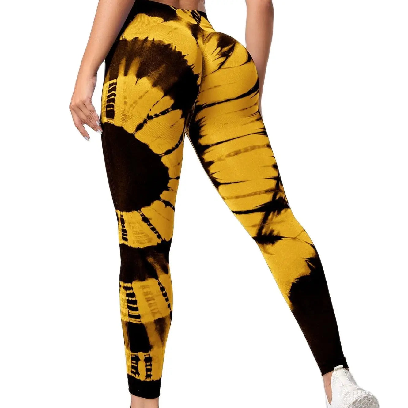 Mallas deportivas sin costuras para mujer, pantalones de Yoga de cintura alta, efecto Tie Dye, para entrenamiento, realce de glúteos, para gimnasio