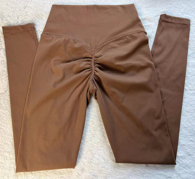 SHINBENE esculpir melocotón cintura alta V corte espalda gimnasio Fitness medias pantalones de Yoga ocultos Scrunch Butt deporte Leggings para mujeres