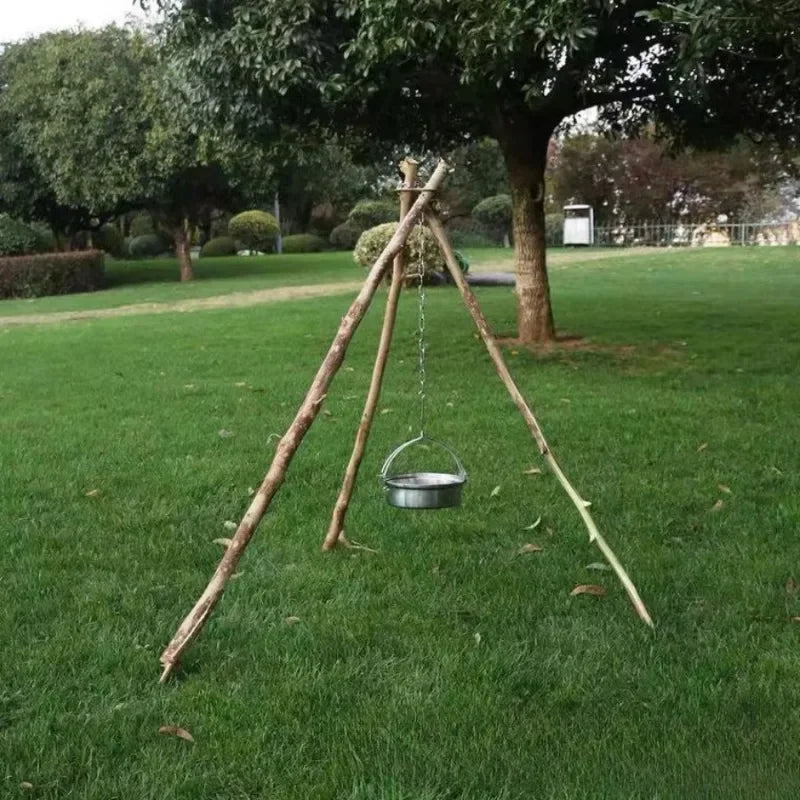 Trípode de Picnic de acero inoxidable para exteriores, colgador de latas ajustable, práctico y fácil de configurar, Camping, fogata, barbacoa, 1 ud.