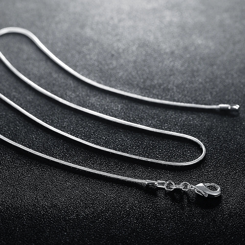 Lote de 10 Uds. De Plata de Ley 925, 16/18/20/22/24/26/28/30 pulgadas, collar de cadena de serpiente de 1mm para mujer y hombre, joyería de moda