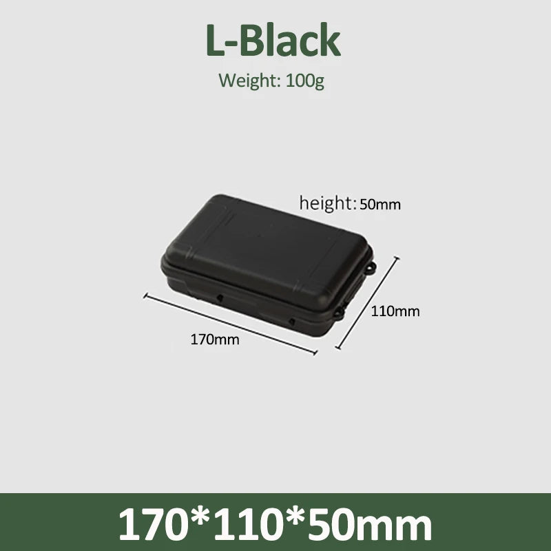 Caja de supervivencia sellada impermeable de plástico para exteriores, contenedor para acampar, caja de almacenamiento de viaje al aire libre, bolsa de aparejos de pesca, tamaño S/L/XL