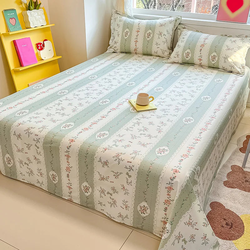 Sábana de algodón 100% con estampado de flores, sábanas dobles para niñas y niños, ropa de cama individual Queen King Size, 1 Uds.