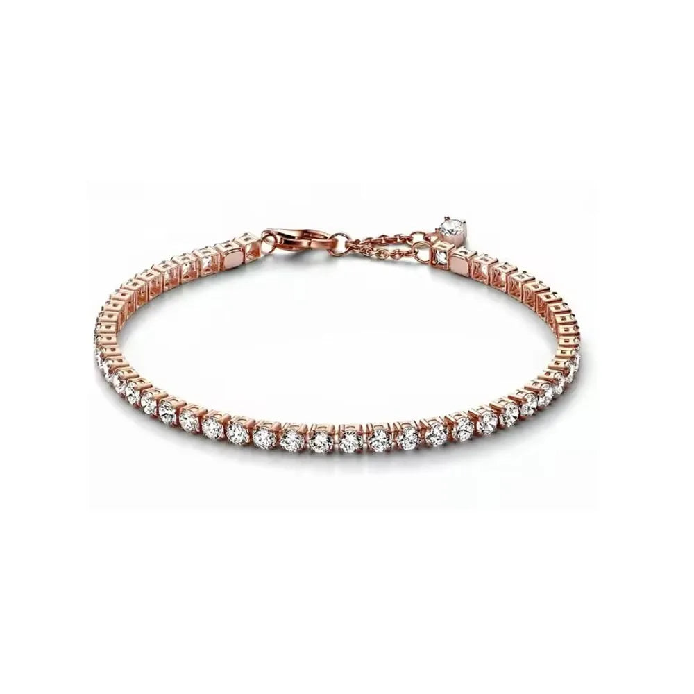 Nuevo original Plata de Ley 925 chapada brillante en forma de corazón collar pulsera mujer regalo de cumpleaños del Día de San Valentín joyería DIY