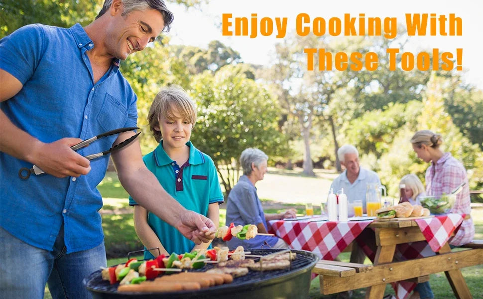 Juego de herramientas para parrilla superior plana de 15 piezas para Blackstone y Camping, juego de accesorios de acero inoxidable para asar al aire libre