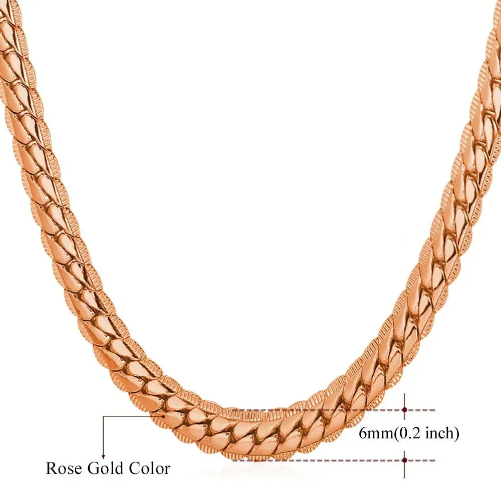 U7 6mm 9mm collares de cadena de serpiente gruesa Color dorado collar de eslabones de tono negro para hombres mujeres 6/9mm 18-30 pulgadas joyerÃÂa Unisex