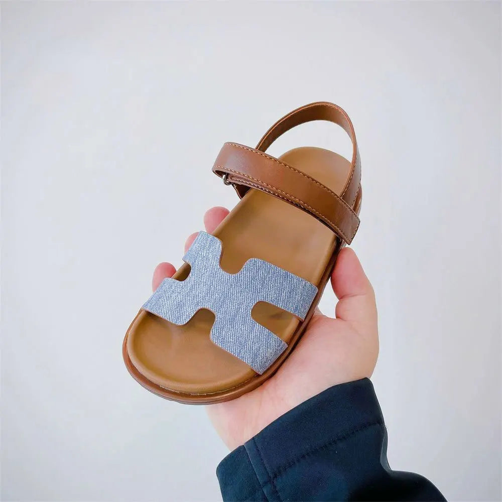 Sandalias de playa para niños, zapatos descalzos para niñas y niños, calzado plano sin cordones con dedos abiertos, zapato de moda para niños de verano 2025 para 26-36