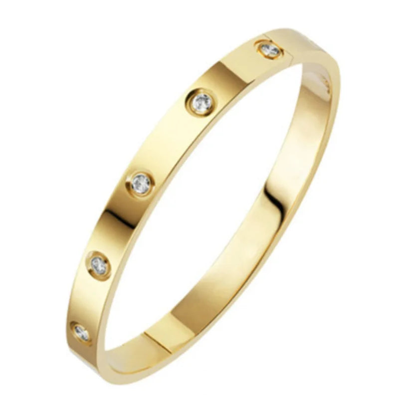 Pulseras de acero inoxidable en la mano, brazaletes de 6mm y 4mm para mujer, joyerÃa para mujer, regalos de diseñador de titanio con diamantes de imitación a la moda para mujer